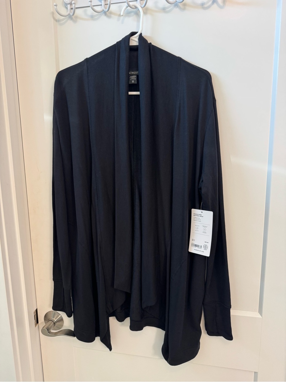 Athleta Black Draped Open-Front Blazer